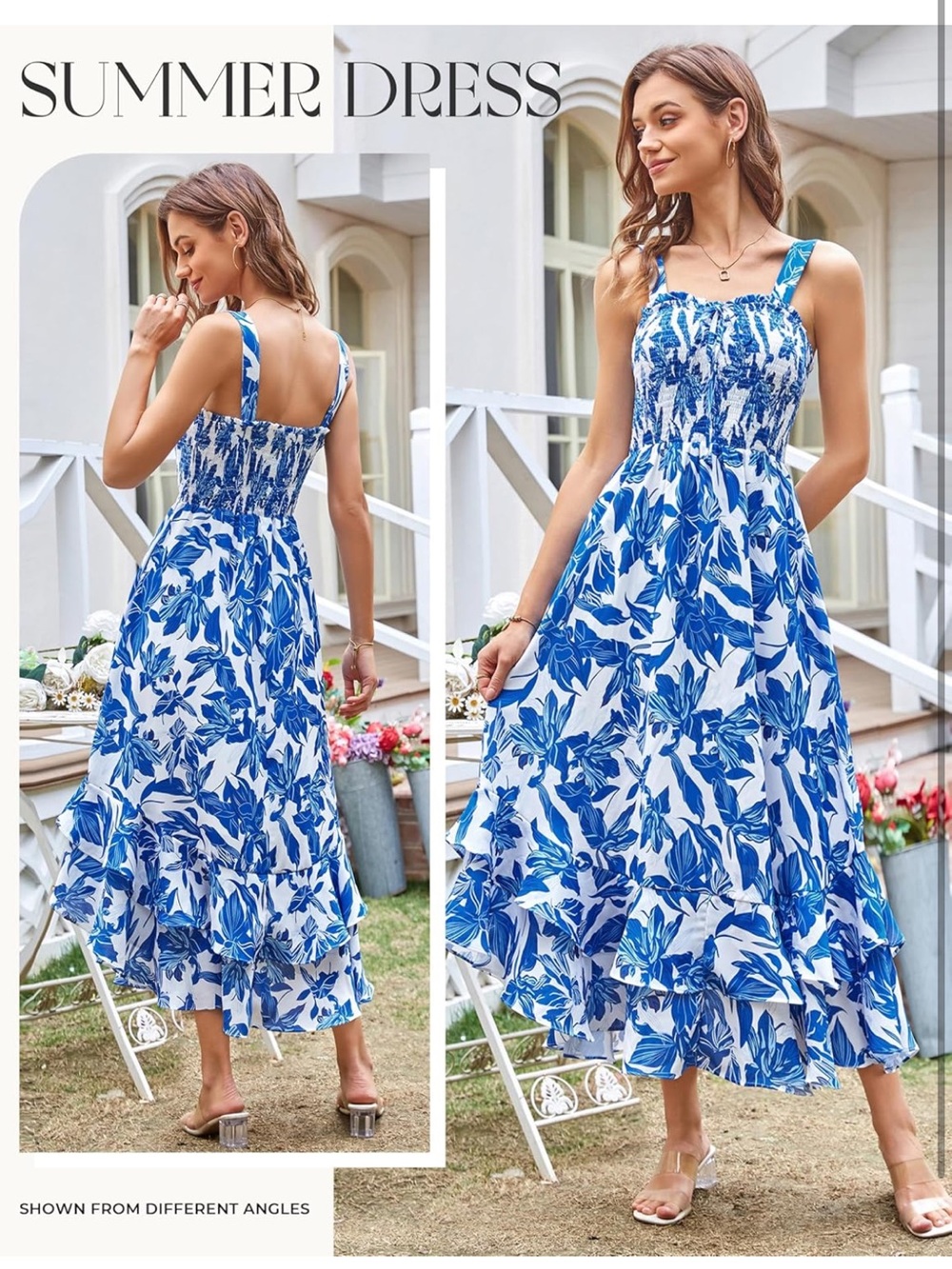 Grace Karin Blue and White Floral Midi Sundress